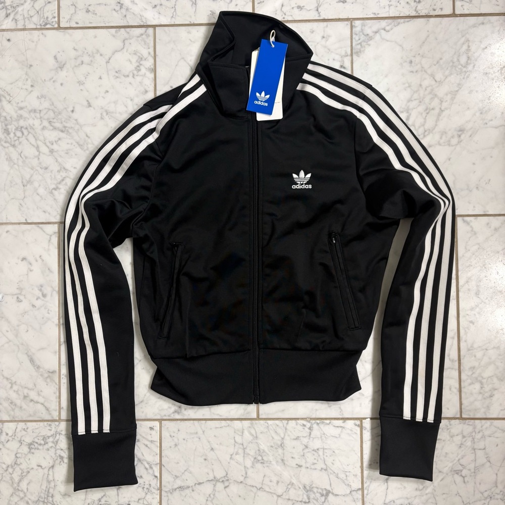 adidas women Primegreen Essentials Warm-Up 3-Stripes Track Jacket Zip Up Size L - Picture 4 of 5